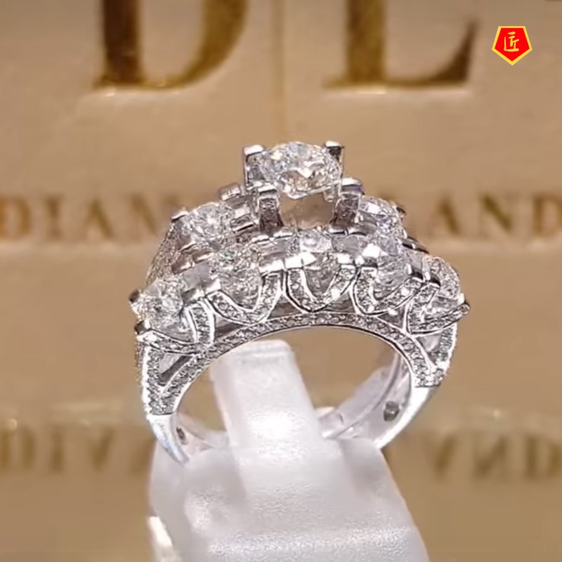 [Ready Stock]Luxury Creative Full Diamond Ring Set