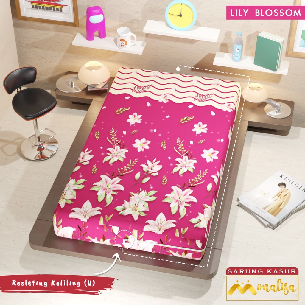 Monalisa Premium Sarung kasur Uk 90/100/120 T 15/20 - Lily Blossom