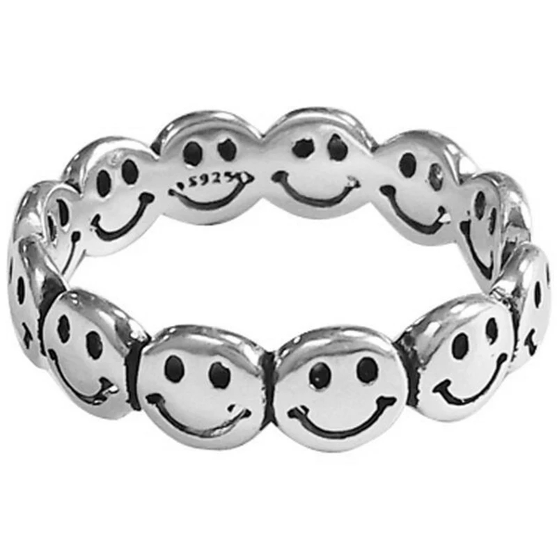 Cincin Jari Desain Multi Happy Smile Face Gaya Elegan Untuk Pria Dan Wanita