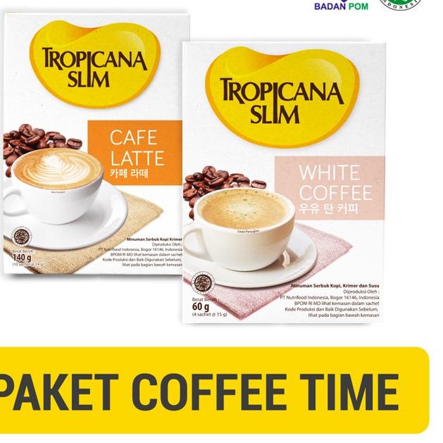 

KD6 Paket Coffee Time - Tropicana Slim Cafe Latte + Tropicana Slim White Coffee - Kopi Bebas Gula ,