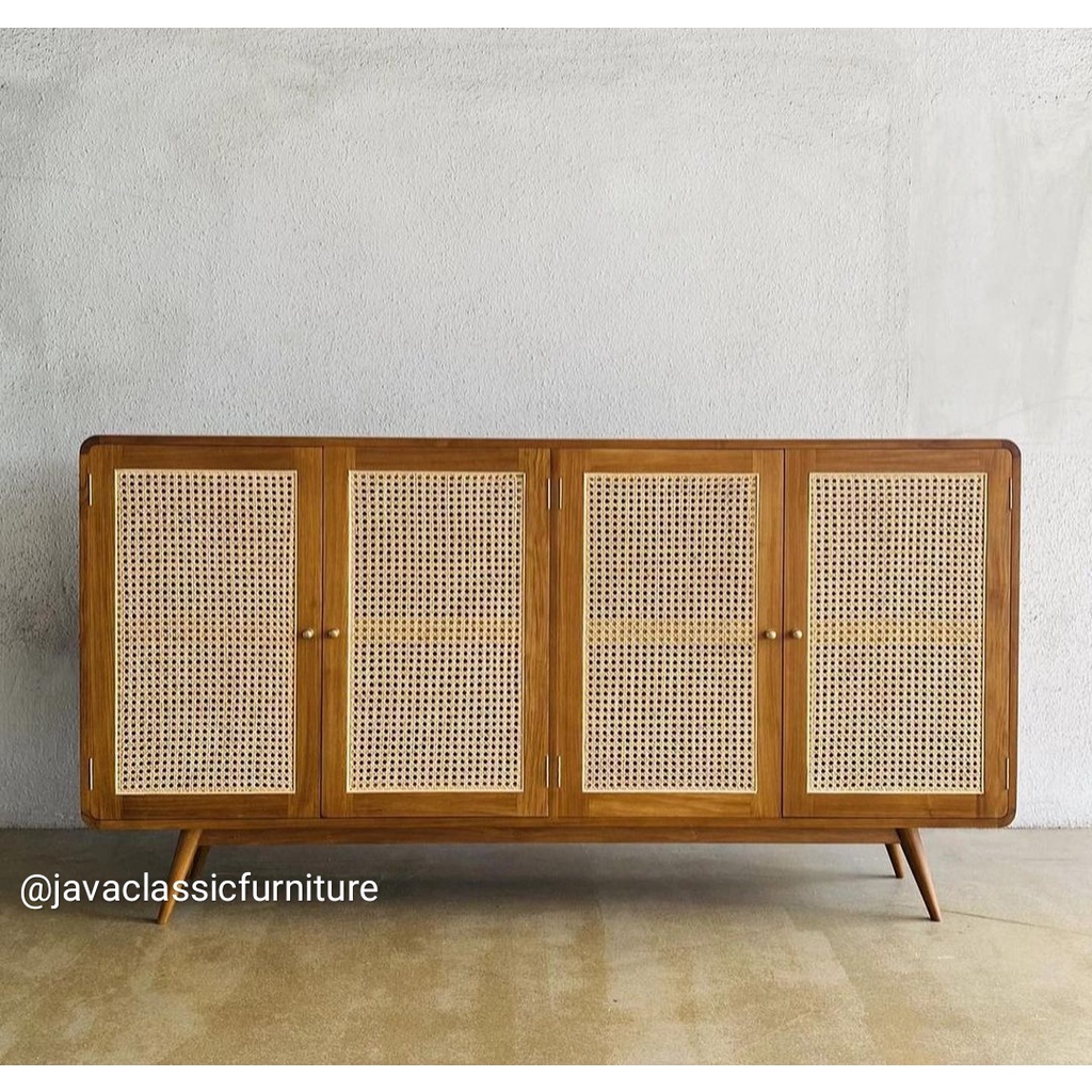 BUFET TV RETRO ROTAN / BUFET VINTAGE RATTAN / NAKAS MINIMALIS JATI FURNITURE JEPARA-1