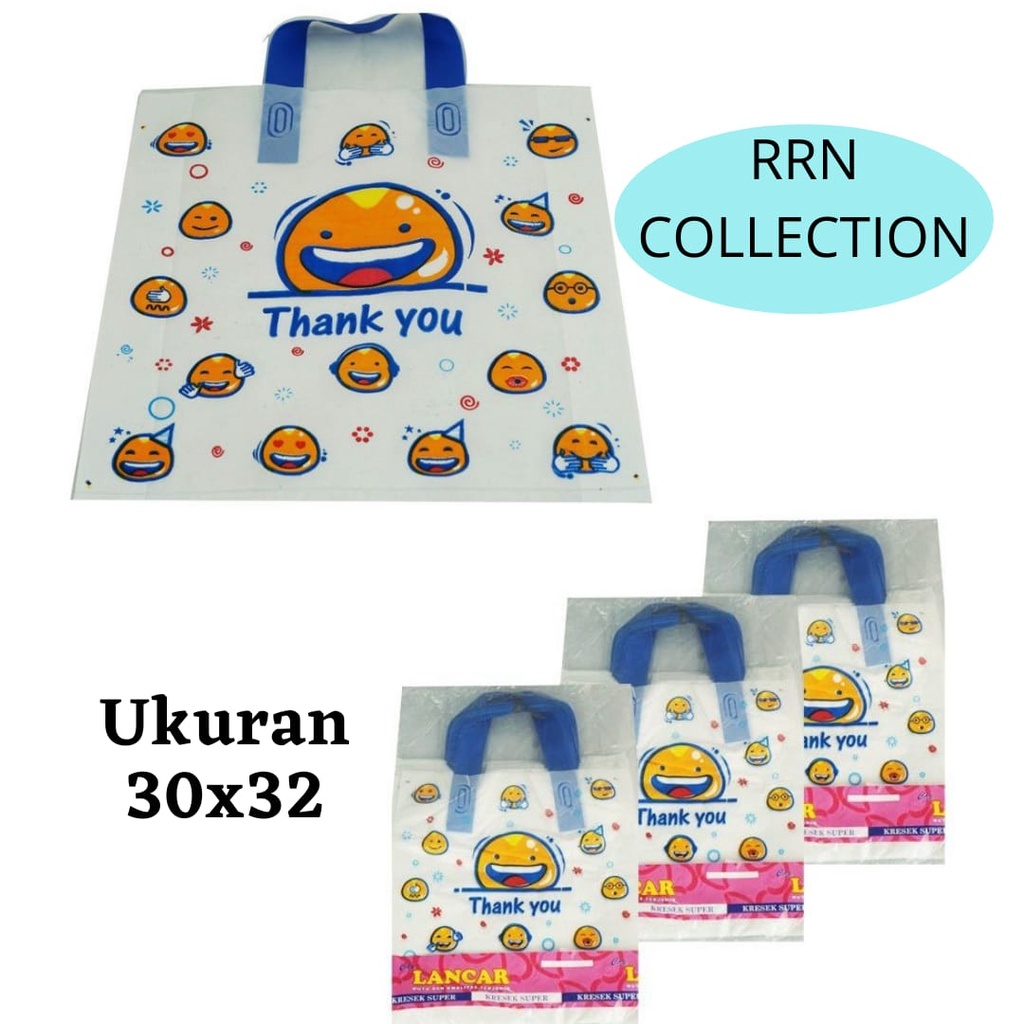 Kantong Plastik Soft Handle smile 30x32 isi 40 lmb/Softhandle Shopping Bag Motif Emoji/Kantong plastik Smile Softhandle/shopping bag smile/plastik packing handle smile putih/kantong plastik motif smile murah/plastik smile/softhandle smile