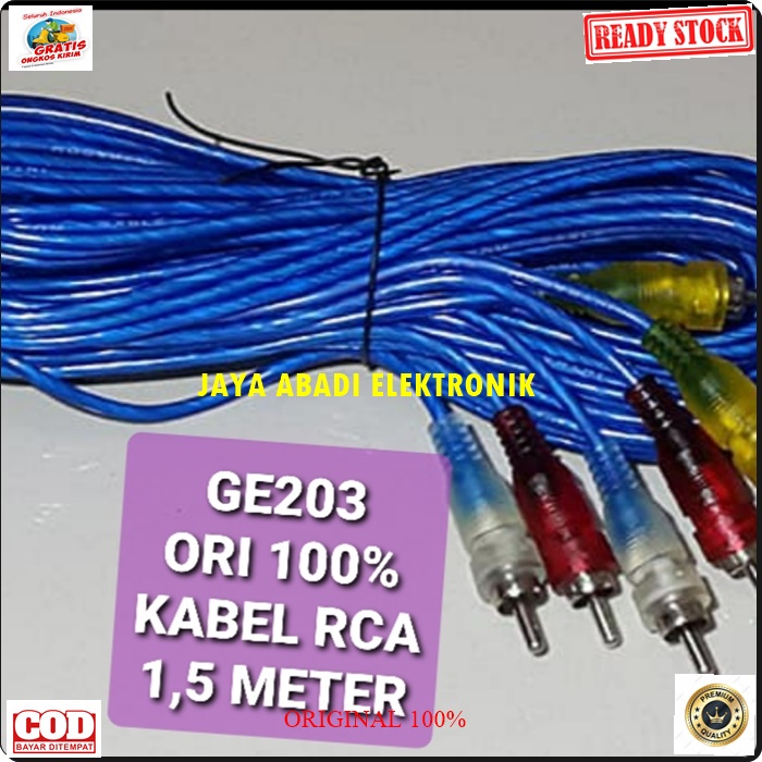 G203 ORIGINAL KABEL RCA 3-3 1.5 METER AUX GAMBAR DVD VIDEO MONITOR SPEAKER SPEKER SPIKER AUDIO CABEL CABLE SOUND SISTEM STEREO JEK JACK SAMBUNGAM ELEKTRONIK SPK MUSIK MP3 SUARA UNIVERSAL ELEKTRIK SETRUM LISTRIK G203  ORIGINAL kabel rca 1,5 meter audio vid