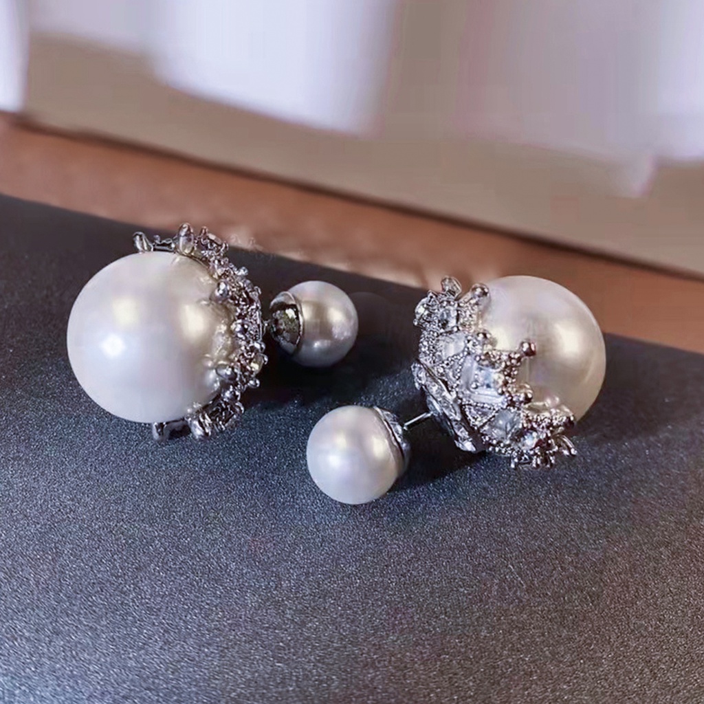 Anting Tusuk Gantung Wanita Desain Geometri Hias Mutiara Gaya Mewahromantis Untuk Pernikahan