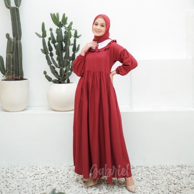 Rafanda Maxy Dress Remaja Kekinian Gamis Muslim Gaun Lebaran Vintage Gabrielfashion