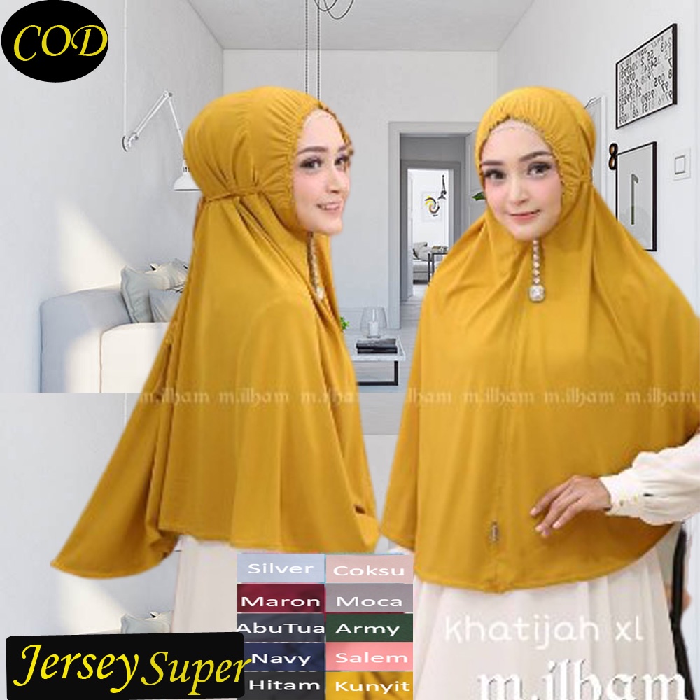 Jilbab Instan Langsung Jersey Premium Khatijah XL Khimar panjang hijab kekinian M Ilham