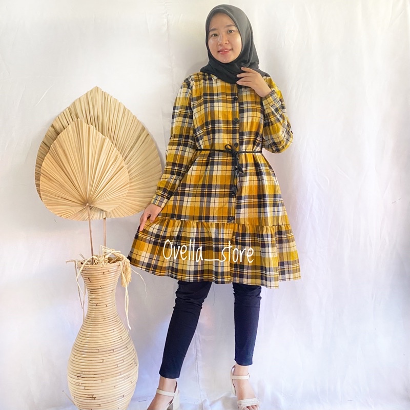 (SERI F) NEW! TUNIK KATUN LINEN/RAMI FREE TALI PINGGANG