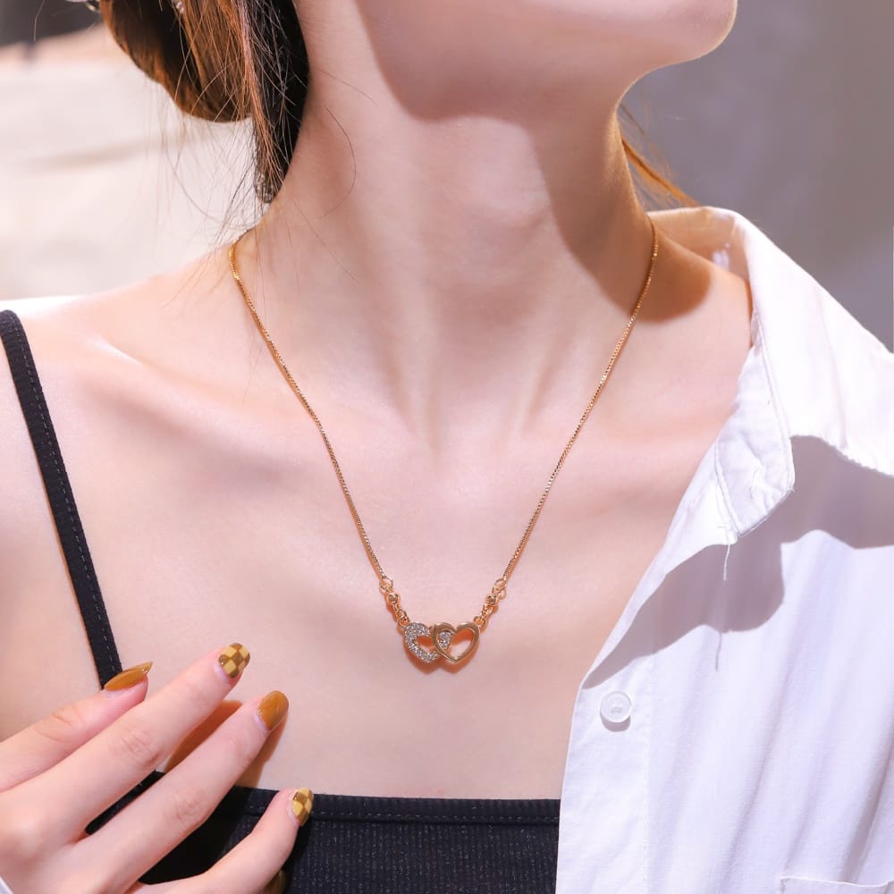 Kalung Wanita Korea Lapis Emas Anti Karat Kalung Titanium Wanita Panjang Kalung Aksesoris Fashion