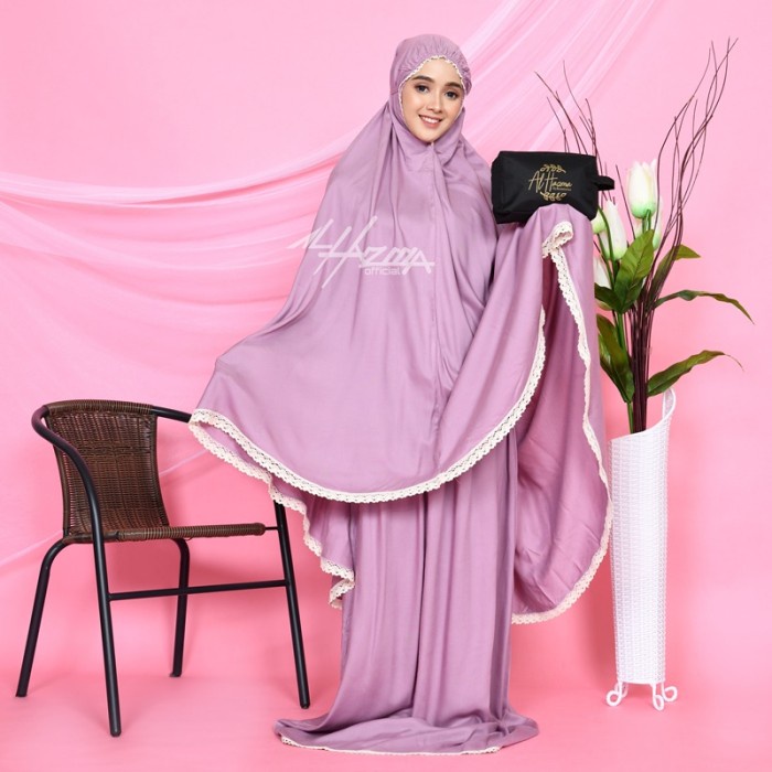 (PROMO) Mukena Dewasa Rayon Polos Mukena Jumbo Premium Gratis Pouch Travelling - Ungu Lavender