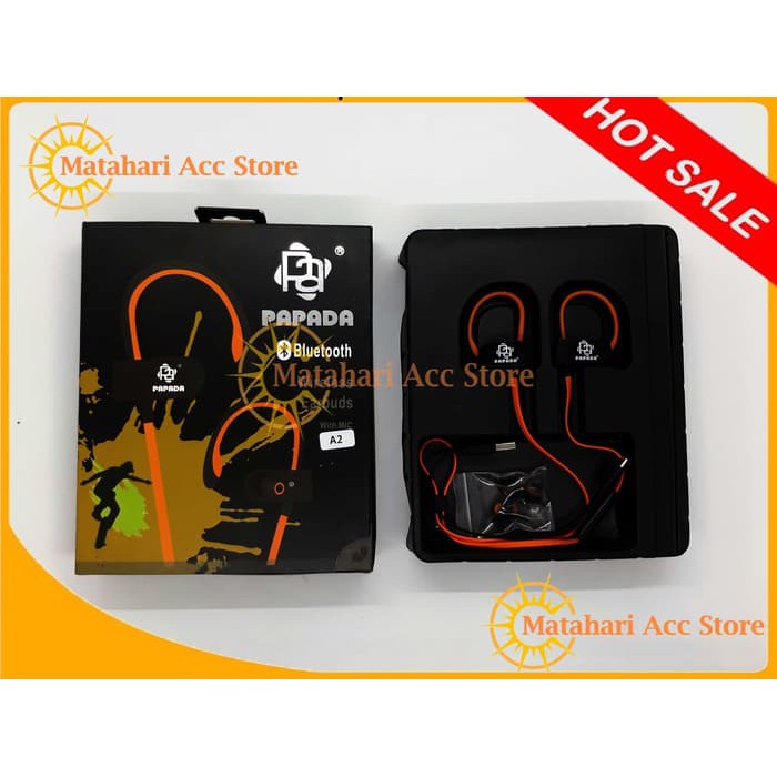 Terlaris  HANDSFREE EARPHONE BLUETOOTH SPORT PAPADA A2 WIRELESS ORIGINAL  Murah