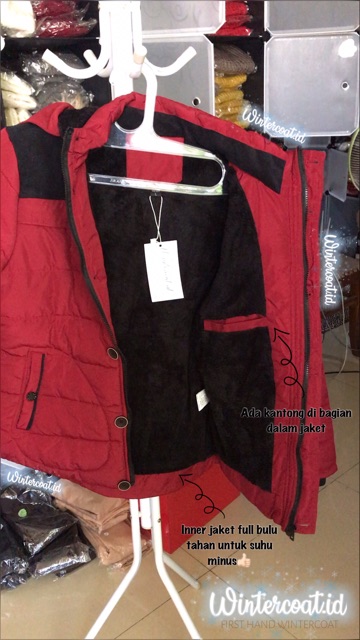 READY INDONESIA LOGAN Men Winter Coat Pria Jacket mantel cowok musim dingin jaket jumbo merah