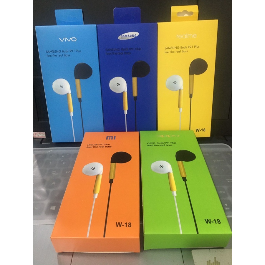 Headset oppo buds W-18 headset R91 Real Bass handsfree /earphone