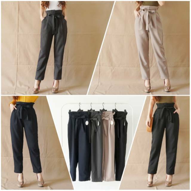 ❣ SPECIAL PRICE ♡ PREMIUM ♡ ORIGINAL ! LEXIE PLAIN HIGH WAIST OBI BELT TIED ANKLE PANTS