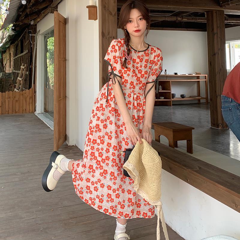 LADYSHOP[COD] D218 SUMMER RED FLOWER DRESS