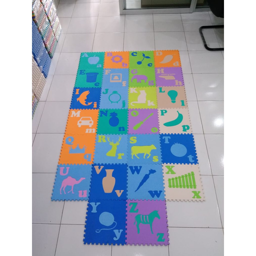 Eva Matras Abjad Hijaiyah Huruf Puzzle Tikar Lantai Varian Warna 30x30x1 cm