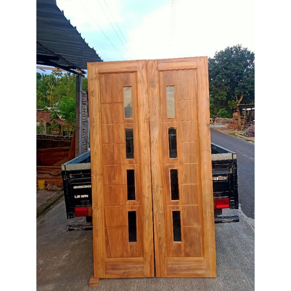 pintu utama minimalis terbaru kayu jati kupu tarung PO KILAT via KARGO bisa se INDONESIA