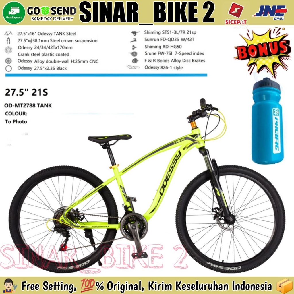 Sepeda Gunung MTB ODESSY TANK MT2488 &amp; 2788 Ukuran 24, 26, &amp; 27,5  Inch 21 Speed ( TIDAK ADA BONUS )