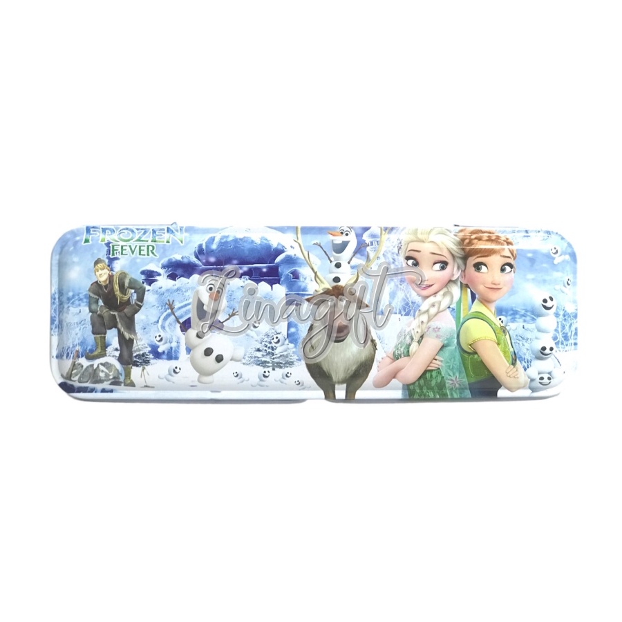 TEMPAT PENSIL KOTAK PENSIL KALENG PENCIL CASE 2 TINGKAT DINO MICKEY MINNIE PRINCESS SPIDERMAN FROZEN AVENGERS ANIMAL BARE BEARS BT2I BLUE PINK GREEN PURPLE