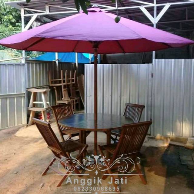 Meja payung,  meja taman kayu jati