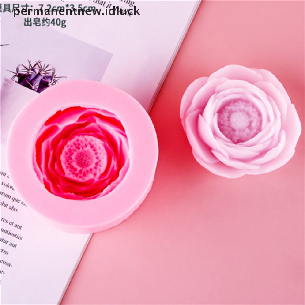 Cetakan Sabun Handmade Bentuk Bunga Peony Bahan Silikon Untuk Dekorasi Kue
