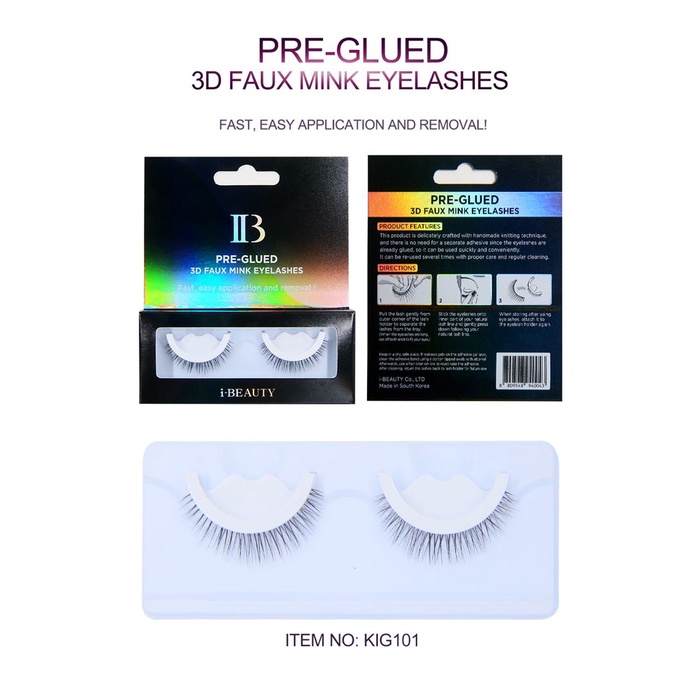 PRE GLUE 3D Faux Mink Eyelash Extension Bulumata IB