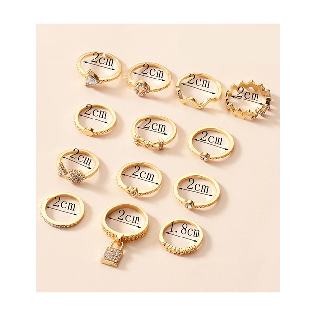 LRC Cincin Fashion Gold Color Alloy Ring 13 Set P82846