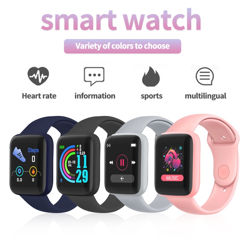 COD SmartWatch Y68  Waterproof Bluetooth Pelacak Kebugaran Gelang Pedometer Heart Rate