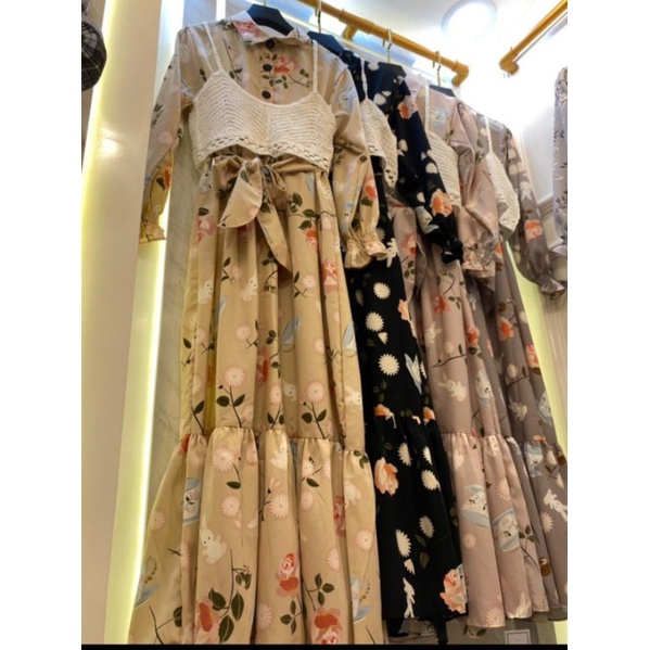 gamis flowers + rompi rajut by yuna