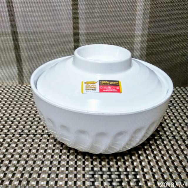Mangkok sup 2 lapis melamin + tutup