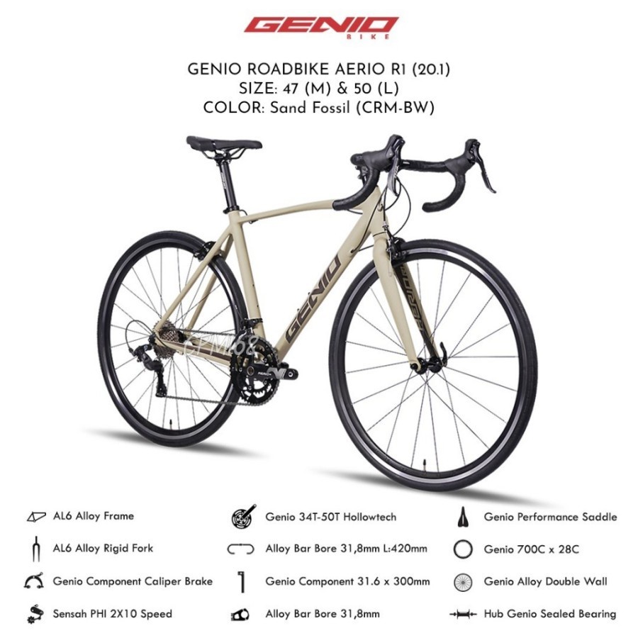 Sepeda Balap Roadbike GENIO AERIO R1 Sepeda Balap 700C Alloy 20 Speed Garansi-1