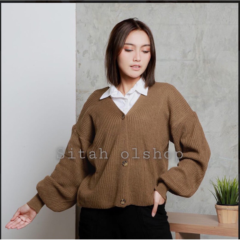 CARDIGAN CROP VINA RAJUT /by SITAH OLSHOP