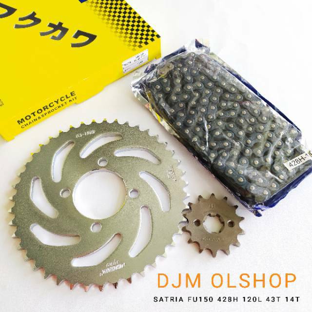 Gear Set Fukukawa Satria Fu 150 Rantai 428H-120L- 43T-14T