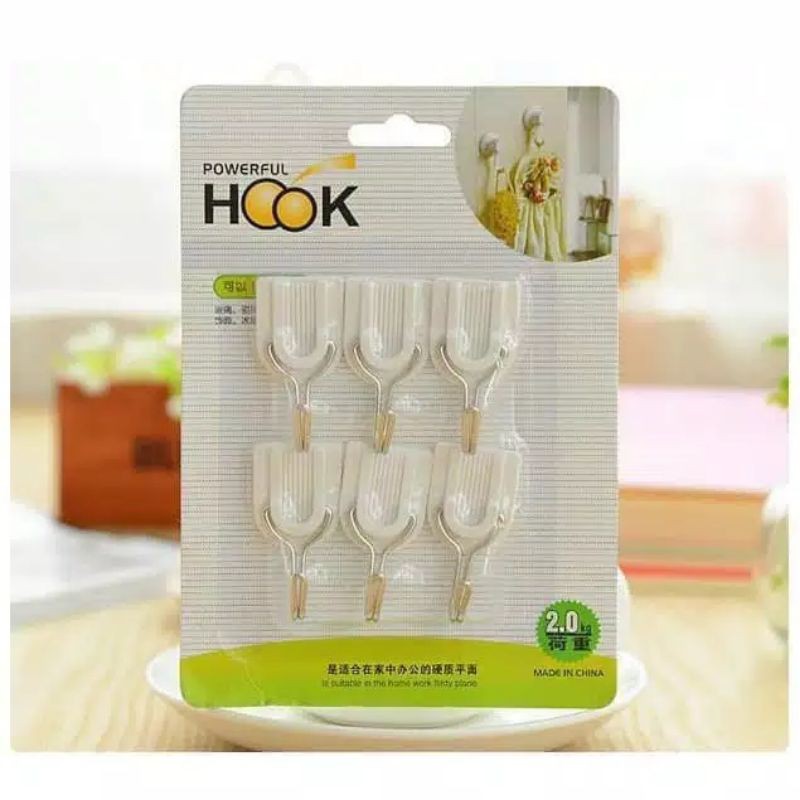 Gantungan Hook Baju Tempel Dinding Pintu 1 Set Isi 6 Pcs Sticky Hanger