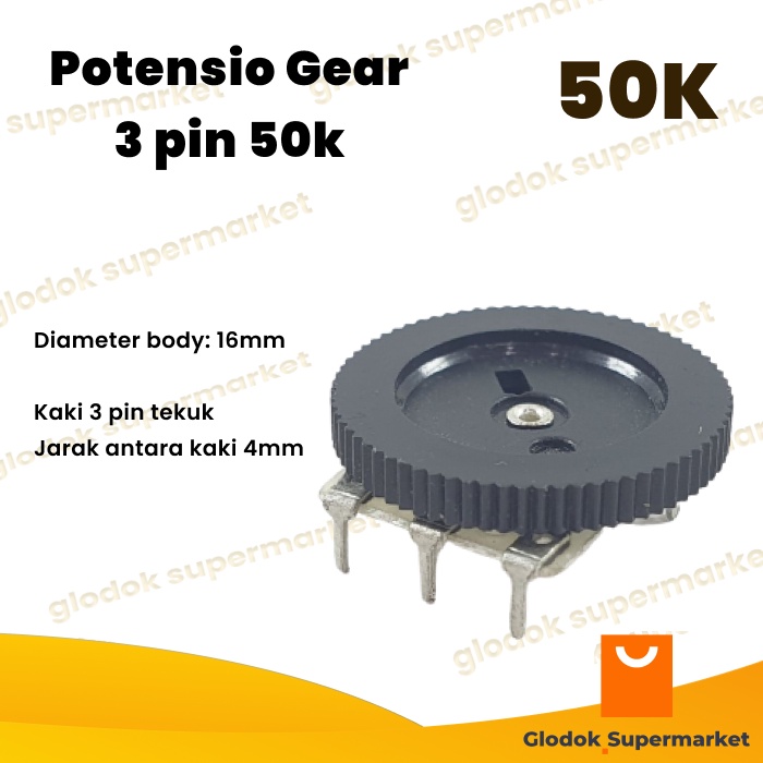 Potensio Gear 3 pin 50k Mono Tuning FM Kancing Kaki 3 Tekuk