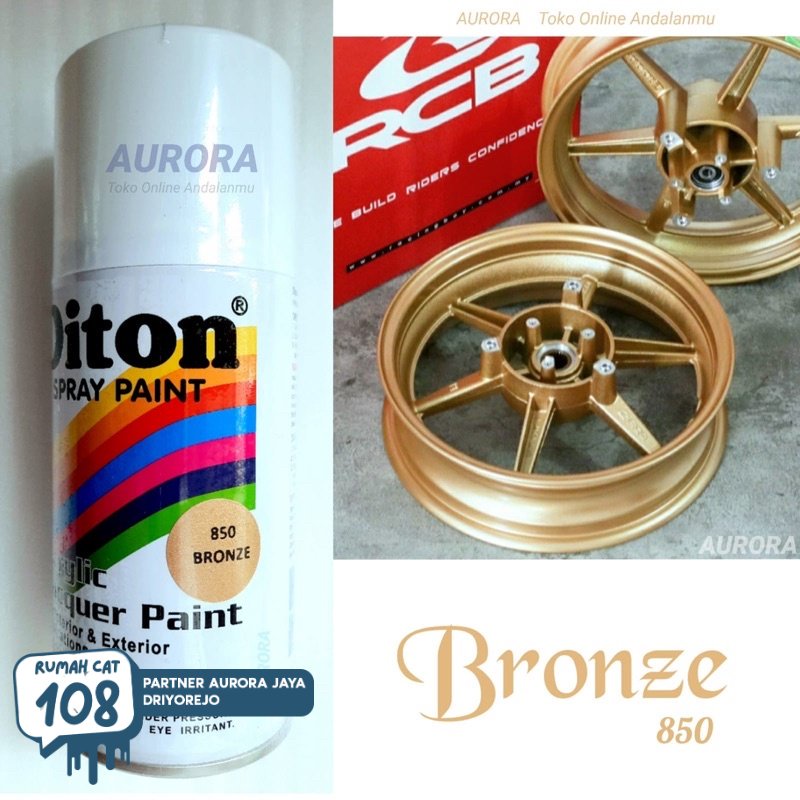 

Pilok Diton Bronze 850 Perunggu 300ml Tahan Bensin Gloss Mengkilap Cat Semprot Pilox Pylox Premium Samurai Sapporo Warna Mas Tua Gelap Bron