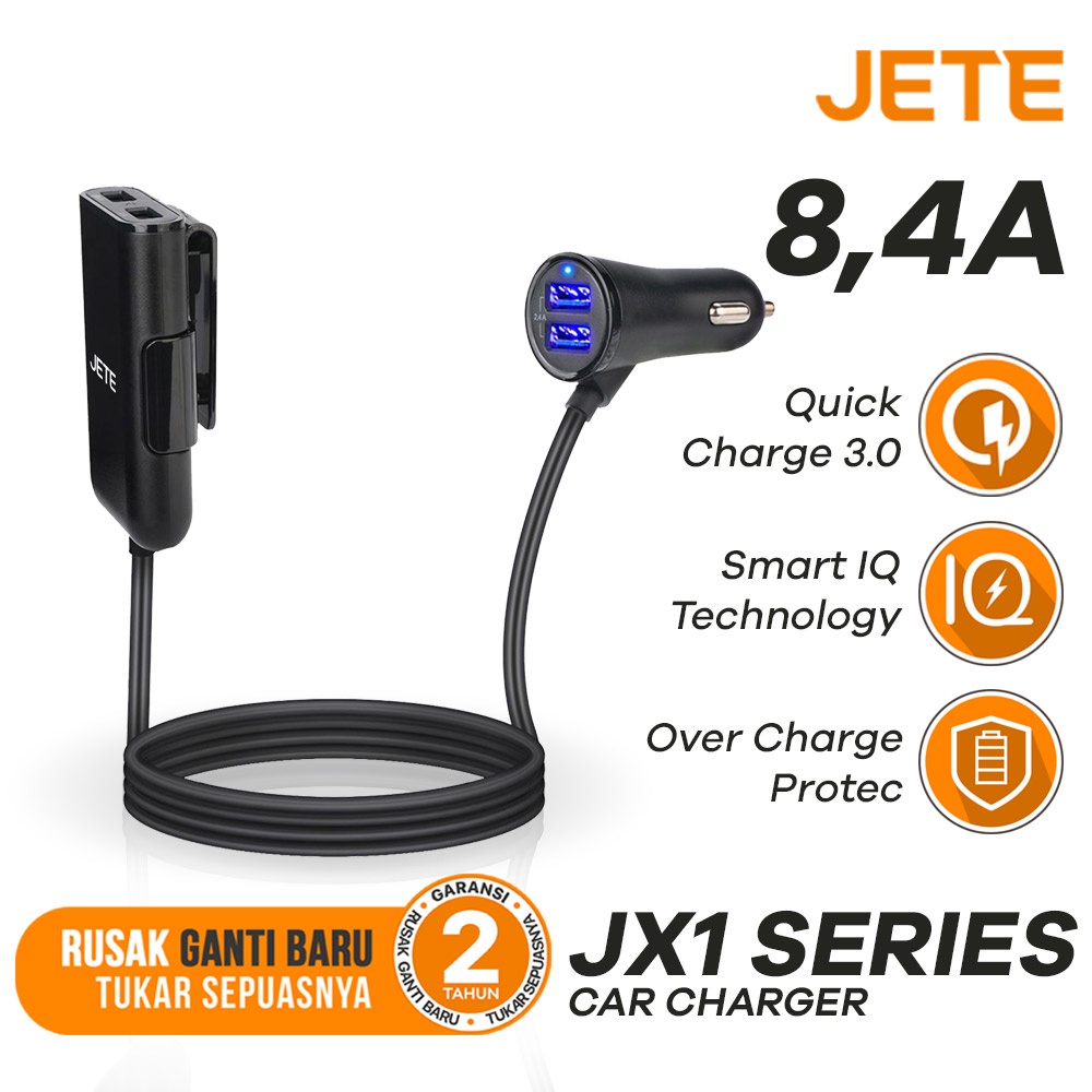 Charger Mobil Car Charger 4 Output Quick Charge 3.0 JETE JX1 - Original Garansi 2 Tahun