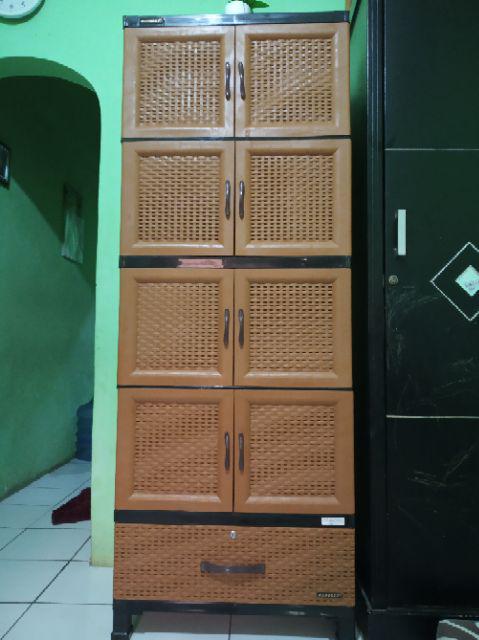 Lemari Plastik Rotan 4 Pintu 1laci Napolly