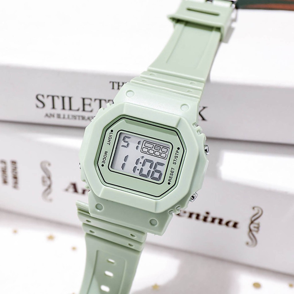 JAM TANGAN RUBBER DIGITAL UNTUK PRIA WANITA PERSEGI BAHAN KARET IMPORT MURAH FW001 (KIM)