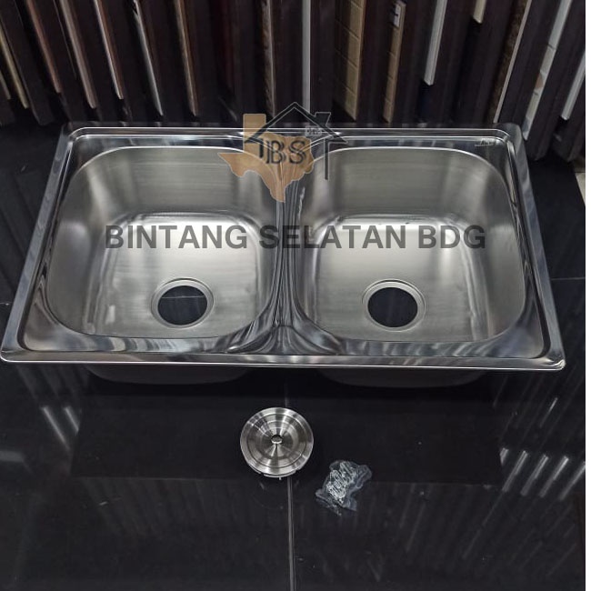 KITCHEN SINK TECHNOSINK BAK CUCI PIRING 2 LUBANG STAINLESS STEEL