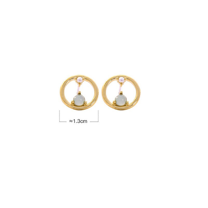 LRC Anting Tusuk Fashion Gold Geometric Circle Stud Earrings In Sterling Silver D17347