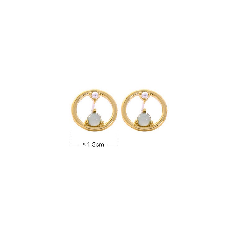 LRC Anting Tusuk Fashion Gold Geometric Circle Stud Earrings In Sterling Silver D17347