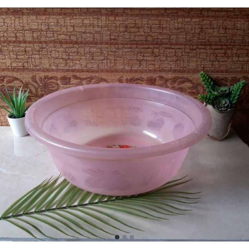 CUCI GUDANG Baskom plastik Transparan motif Bunga/Buah diameter 38.5cm cap "NAGATA" No. 205 (double 