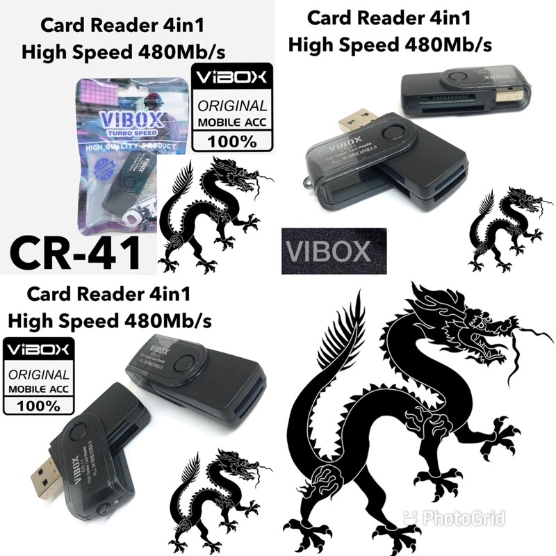 New cardreader vibox 4in1 full black dragon speed multy series support memory up to 512GB Promo Sen