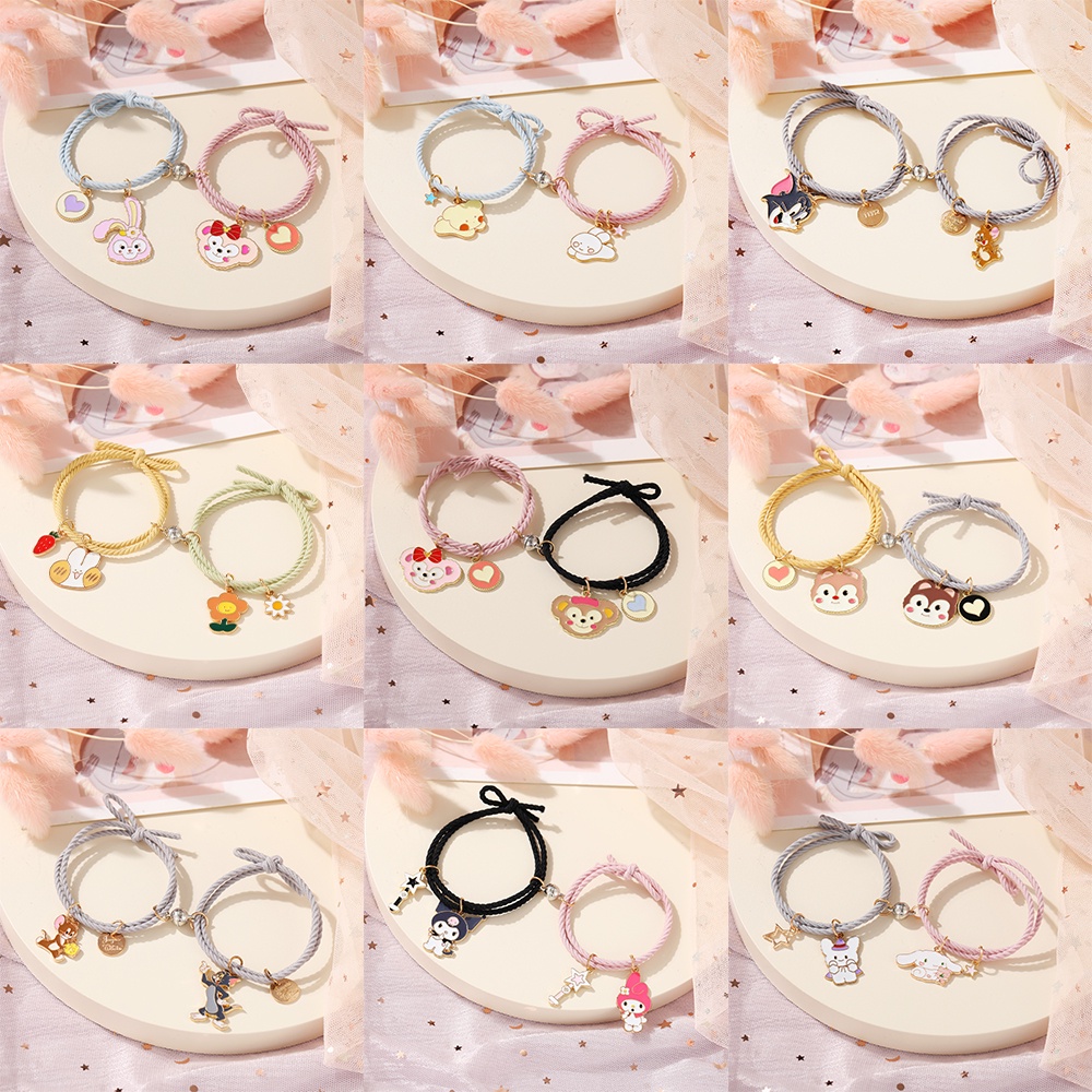 Cute Cartoon Magnet Hair Tie Bracelet Rubber Band Couple Friend Bracelet Jewelry Fashion Accessories