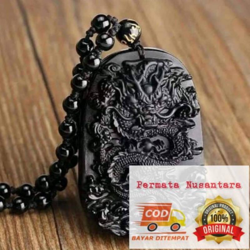 Kalung giok naga asli batu