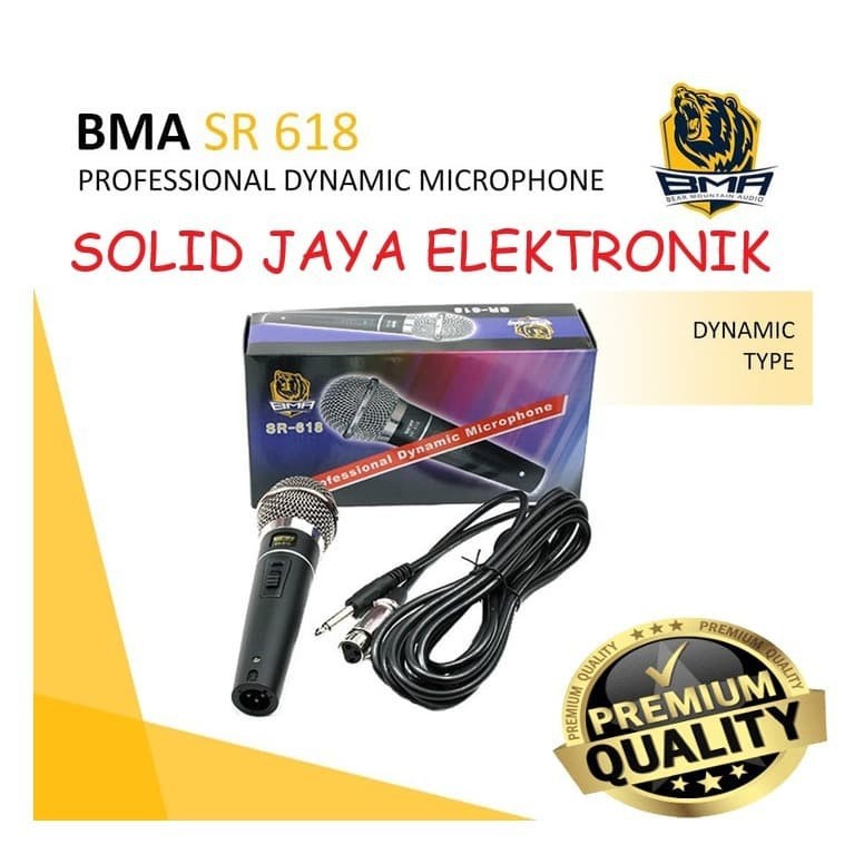 MIC MICROPHONE BMA SR618 PROFESIONAL DINAMIC MIK SR-618 SR 618 VOKAL VOCAL KARAOKE DYNAMIC MIC KABEL MIKROPON MIKROPHONE AUDIO BMA ASLI ORI ORIGINAL