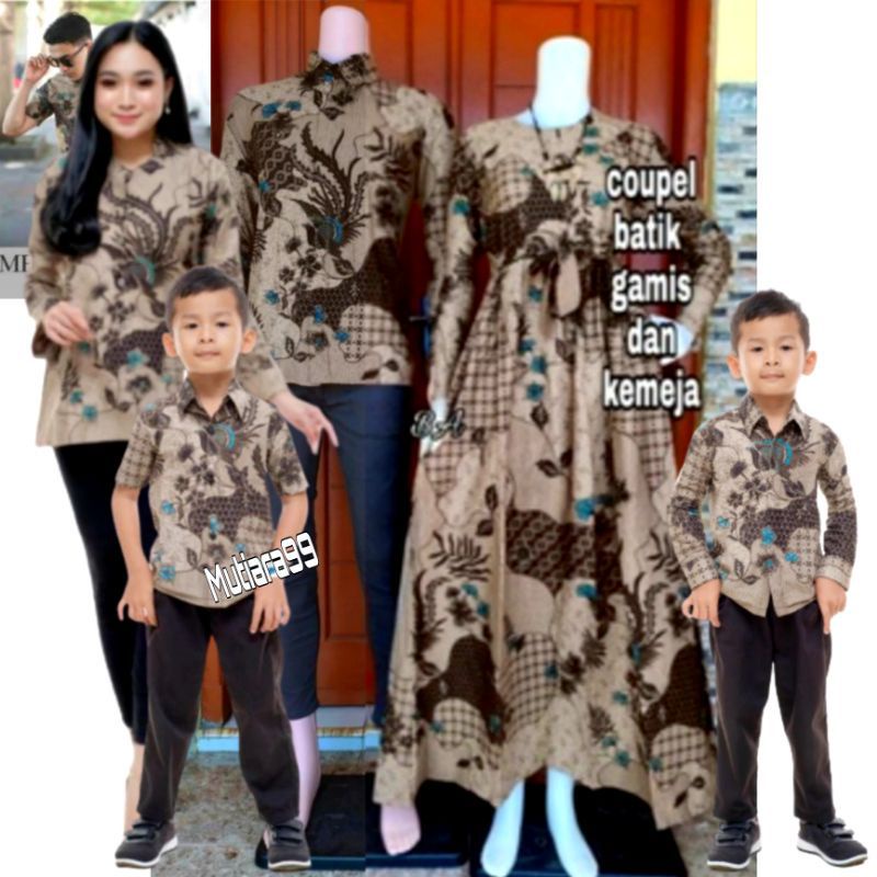 Couple batik seragam kemeja hem merak