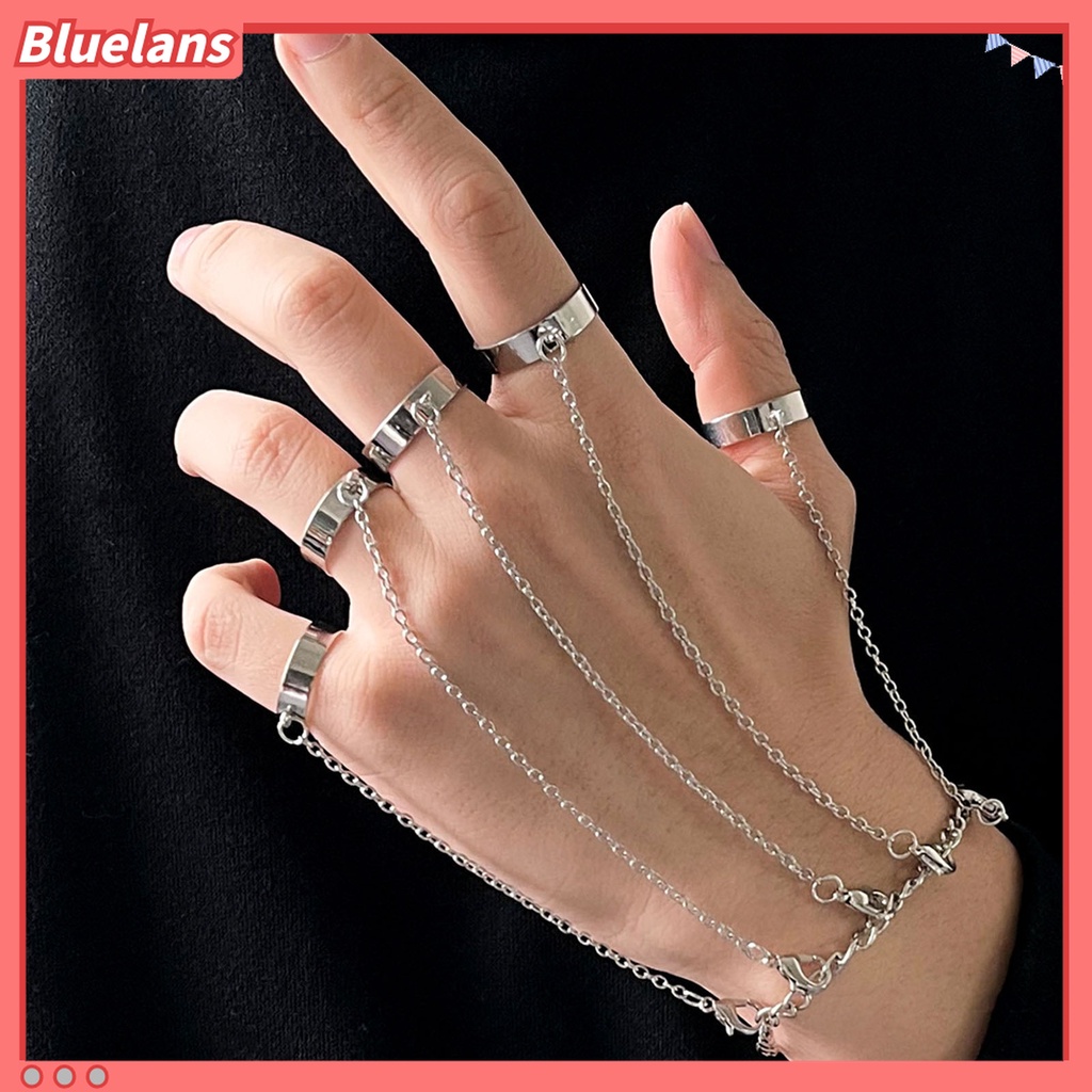 Gelang Rantai Multilayer Warna Silver Gaya Punk Untuk Pria