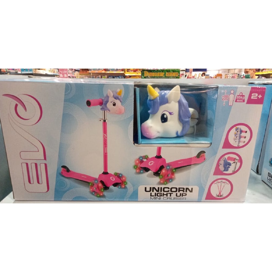 Sale Mainan: Evo Scooter Unicorn Light Up Mini Cruiser Pink Original