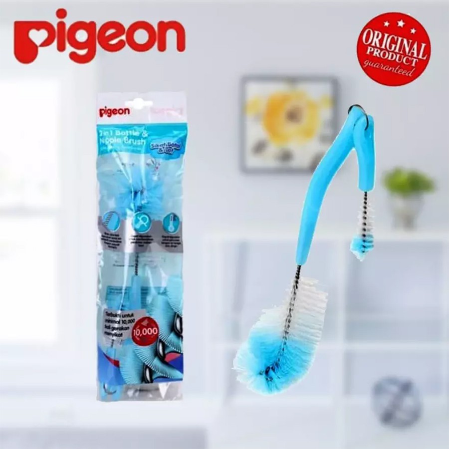 Pigeon Basic 2 In 1 Bottle &amp; Nipple Nylon Brush Sikat Nilon Botol &amp; Dot Susu Bayi